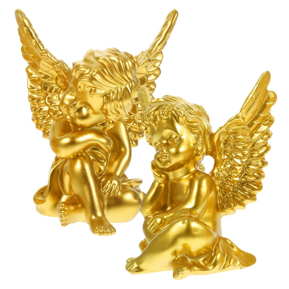 Ciieeo 2pcs Angel Resin Figurines for Tabletop Decoration Adorable Wedding Angel Statues Cute Home Ornament for Housewarming and Special Occasions Safe and Resin Craft