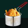 Deep Fryer Basket, Stainless Steel Deep Fryer Basket with Handle, Drain Frying Basket Kitchen Cooking Strainer Colander for French Fries, Onion Rings, Chicken and More view 3
