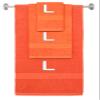 BY LORA Custom Embroidered Terry Cotton Ring Spun Bath Towel, Hand Towel and Washcloth Set - Orange Towel Set, White Block Initial L view 1