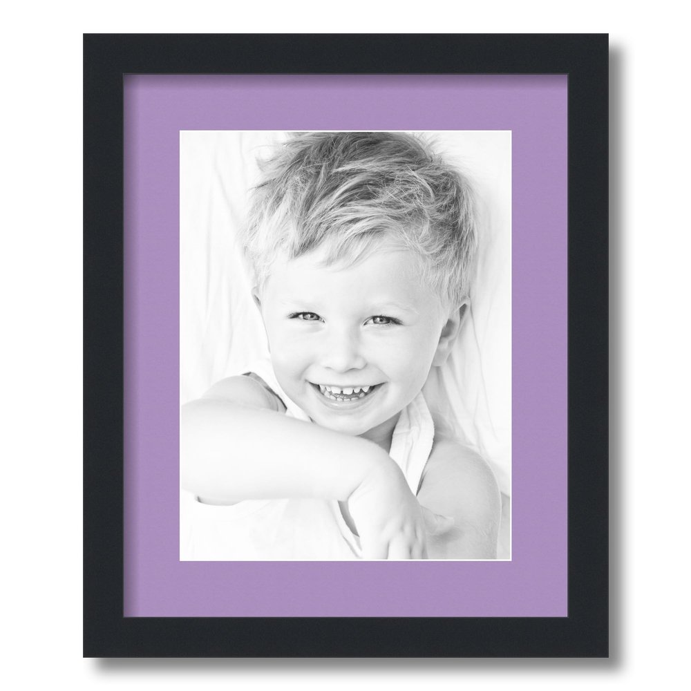 ArtToFrames 10x13 inch Satin Black Picture Frame with 2 Inch Single Lavender Mist Mat, SingleMat-5180-10x13-805