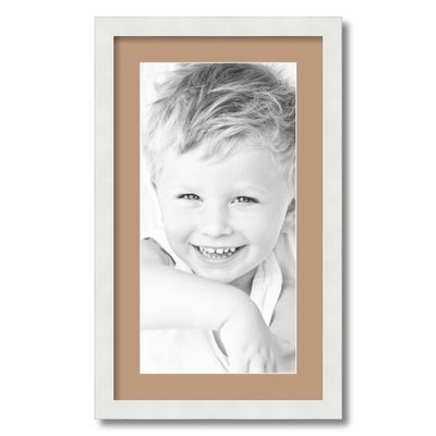 ArtToFrames 10x20 inch Satin White Picture Frame with 2 Inch Single Desert Sand Mat, SingleMat-5179-10x20-784