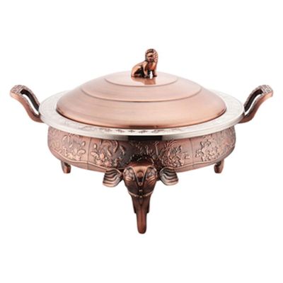 YOtat Chafing Dishes & Food Warmers, Stainless Steel Round Buffet Chafer Warmers Set with Food Pans, Fuel Holder, Pot Lid for Kitchen Party Dining Buffet (Copper)