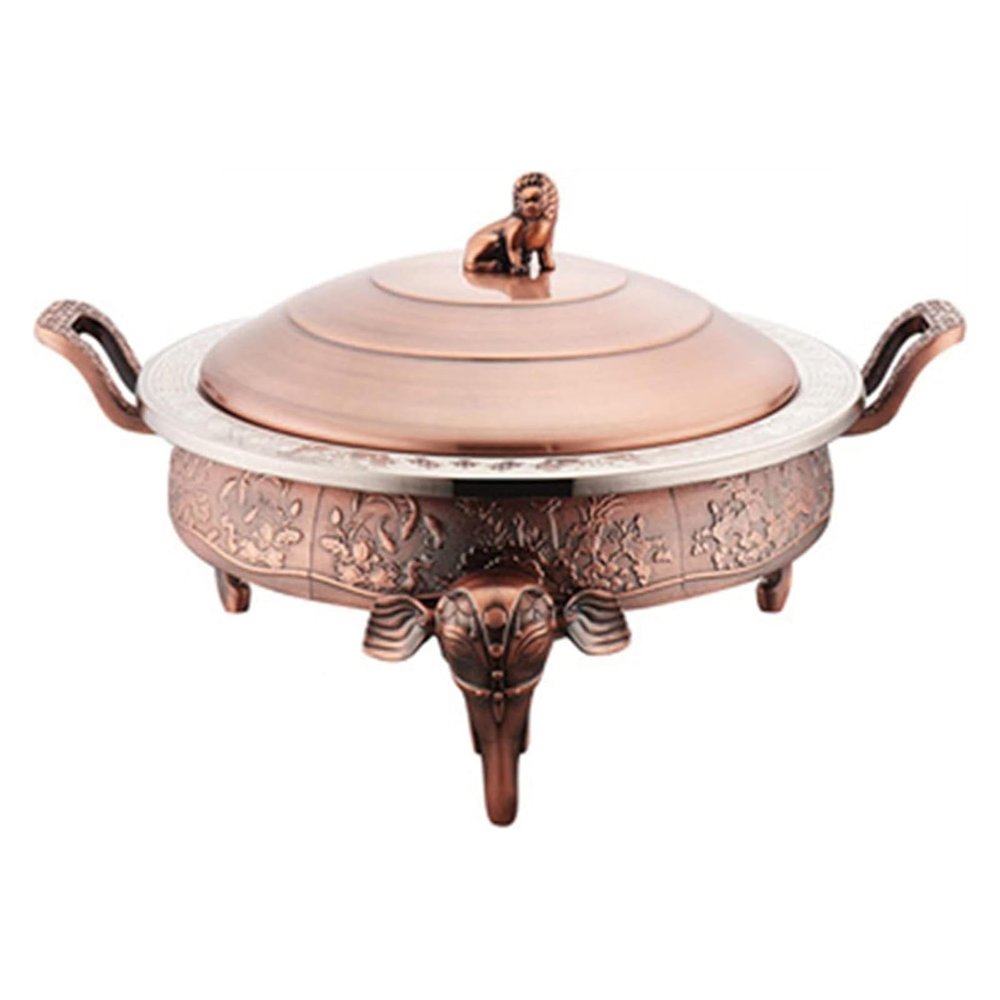 YOtat Chafing Dishes & Food Warmers, Stainless Steel Round Buffet Chafer Warmers Set with Food Pans, Fuel Holder, Pot Lid for Kitchen Party Dining Buffet (Copper)