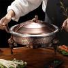 YOtat Chafing Dishes & Food Warmers, Stainless Steel Round Buffet Chafer Warmers Set with Food Pans, Fuel Holder, Pot Lid for Kitchen Party Dining Buffet (Gold) view 3