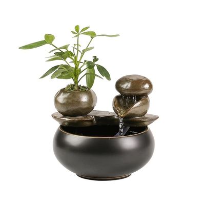 frances Waterfall Ceramic Water Fountain Decoration Office Feng Shui Tabletop Fountain Creative Indoor Living Room Desktop Office Decoration Indoor Fountain