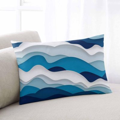Abstract Beach Ocean Waves Throw Pillow Cover, Rectangle Decorative Pillow Case Cushion Cover Soft Pillowcase for Couch Sofa Bedroom Farmhouse Boho Decor Multi Blue Modern Geometric Art 20x30 Inch