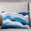 Abstract Beach Ocean Waves Throw Pillow Cover, Rectangle Decorative Pillow Case Cushion Cover Soft Pillowcase for Couch Sofa Bedroom Farmhouse Boho Decor Multi Blue Modern Geometric Art 20x30 Inch view 3