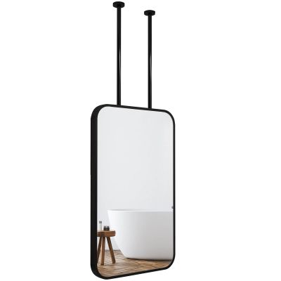 Black Ceiling Hanging Bathroom Mirror, Rectangular Ceiling Mounted Mirror Wall Vanity Makeup Mirrors Shaving Mirrors, Living Room Bedroom Floating Decorative Mirror (Size : 50cmx60cm)