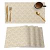 Abstract Art Placemats for Dining Table- Beige Floral Abstract Geometric Table Mats Washable Modern Outdoor Indoor Placemats for Home Party Wedding Holiday Decor, Set of 4 view 1