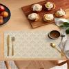 Abstract Art Placemats for Dining Table- Beige Floral Abstract Geometric Table Mats Washable Modern Outdoor Indoor Placemats for Home Party Wedding Holiday Decor, Set of 4 view 2