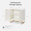 EYYTHUNG Fluted Storage Cabinet Sideboard Buffet Cabinet, Modern Accent Cabinets with Adjustable Shelves, Wooden Credenza, Console Table Entryway Cabinets for Living Dining Room, White view 2
