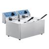 CHUMART Electric Deep Fryer 16L/14.4QT 1650W Commercial Countertop Fryer with Basket & Lid Stainless Steel Two Tanks Oil Fryers with Temperature Control for Home Kitchen and Restaurant Snack Stand view 1