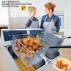 CHUMART Electric Deep Fryer 16L/14.4QT 1650W Commercial Countertop Fryer with Basket & Lid Stainless Steel Two Tanks Oil Fryers with Temperature Control for Home Kitchen and Restaurant Snack Stand view 2