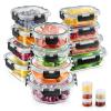 34pcs Glass Food Storage Containers with Lids Set, Airtight Glass Meal Prep Containers (17 Containers & 17 Lids), Leak Proof Lunch Container BPA-Free, Microwave, Oven, Freezer, Dishwasher Safe-Black view 1