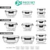 34pcs Glass Food Storage Containers with Lids Set, Airtight Glass Meal Prep Containers (17 Containers & 17 Lids), Leak Proof Lunch Container BPA-Free, Microwave, Oven, Freezer, Dishwasher Safe-Black view 2