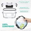 34pcs Glass Food Storage Containers with Lids Set, Airtight Glass Meal Prep Containers (17 Containers & 17 Lids), Leak Proof Lunch Container BPA-Free, Microwave, Oven, Freezer, Dishwasher Safe-Black view 3