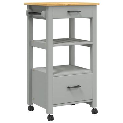 vidaXL Rolling Kitchen Trolley on Wheels - Solid Pine Wood with Ample Storage, Versatile Use for Kitchen/Bathroom/Living Room