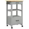 vidaXL Rolling Kitchen Trolley on Wheels - Solid Pine Wood with Ample Storage, Versatile Use for Kitchen/Bathroom/Living Room view 1