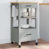 vidaXL Rolling Kitchen Trolley on Wheels - Solid Pine Wood with Ample Storage, Versatile Use for Kitchen/Bathroom/Living Room view 2