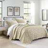 QuiltMuse Quilts Queen Size - 100% Cotton Quilt Set with Matching Shams, Botanical Floral Design Farmhouse Bedspread, 3 Pieces Summer Lightweight Coverlet Set with Solid Reverse, Khaki/White view 2