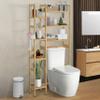 CAPHAUS Over The Toilet Storage Shelf,7-Tier Bamboo Bathroom Organizer Shelf Rack Over Toilet with Adjustable Feet & Hooks, Freestanding Toilet Shelf for Bathroom Laundry Balcony Plant Stand,Natural view 1