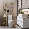 CAPHAUS Over The Toilet Storage Shelf,7-Tier Bamboo Bathroom Organizer Shelf Rack Over Toilet with Adjustable Feet & Hooks, Freestanding Toilet Shelf for Bathroom Laundry Balcony Plant Stand,Natural view 3