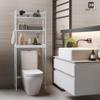 CAPHAUS Over The Toilet Storage Shelf,3-Tier Bathroom Organizer Shelf Rack Over Toilet with Hooks & Adjustable Feet,Freestanding Toilet Shelf, Bathroom & Laundry Organizer,Balcony Plant Stand, White view 3