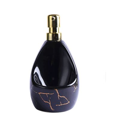 TiStm Ceramic Soap Dispenser Recessed Design to Hold Sponge Soap Pump Reusable Press-on Lotion Dispenser for Kitchen, 14.2oz/19.6oz Soap (Color : Black, Size : Medium)