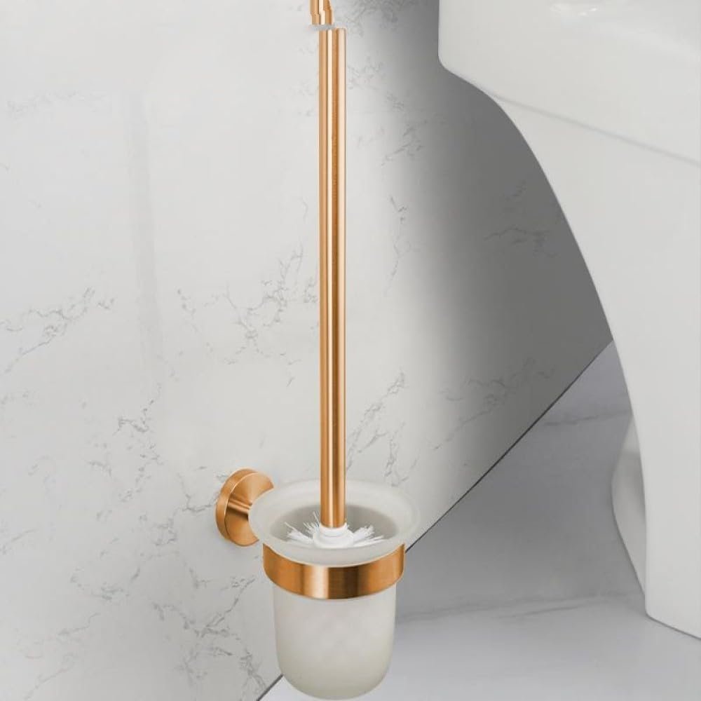 OAKITA Brushed Rose Gold Bathroom Accessories Toilet Brush Paper Holder Towel Rail Rack Bar Hooks Toothbrush Holder Stainless Steel,Toilet Brush Holder