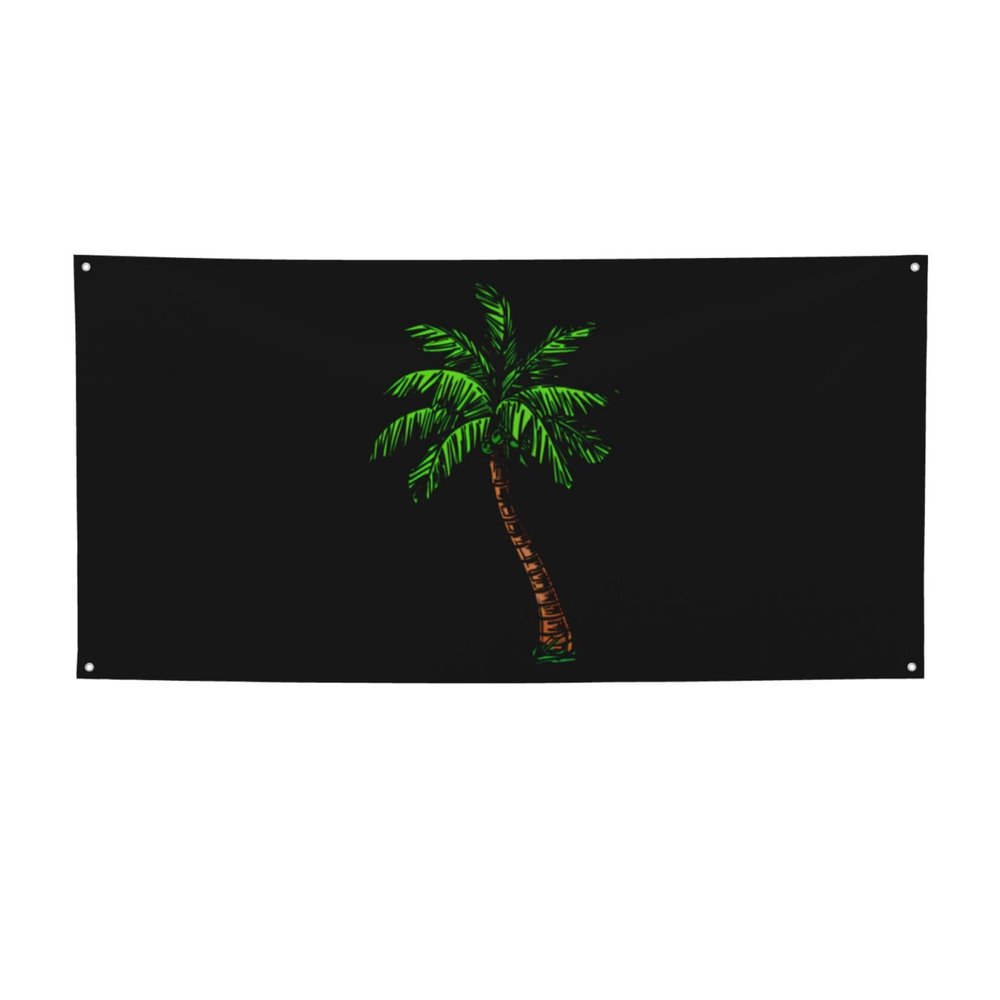 YVNUM Palm Tree Yard Banner Sign 24" X 47" With Brass Grommets And Party Hanging Outdoor & Indoor Party Decoration Banner