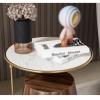 ASWAD Modern Center Table Modern Round 2 Tiers Storage Rack Office Living Room Decor Coffee Table Stainless Steel Shelf Tea Table Bedroom Bedside Cabinet Coffee End Table view 2