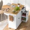 Fulvari 53.9" W Mobile Kitchen Island Cart with Drop Leaf, Kitchen Island with 3-Layer Pull-Out Cabinet, Towel Rack Storage Cabinet Organizer for Dining Room White view 2