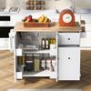 Fulvari 53.9" W Mobile Kitchen Island Cart with Drop Leaf, Kitchen Island with 3-Layer Pull-Out Cabinet, Towel Rack Storage Cabinet Organizer for Dining Room White view 3