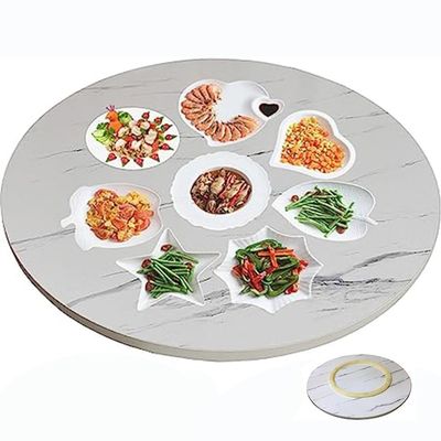 IBOWZ Lazy Susan Turntable 80cm(30in Revolving Lazy Susan Turntable Heavy Duty Serving Tray Smooth Dining Table Round Rotating Tray Easy to Share Food (Color : Marble White, Size : 90cm/36inch)
