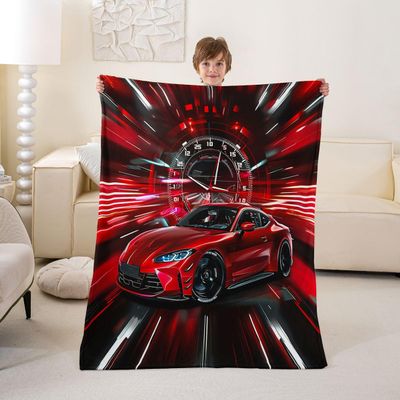 Erosebridal Race Car Throw Blanket Sports Car Flannel Blanket for Kids Boys Girls,Extreme Sports Fleece Blanket Cool Speed Automobile Car Decor Luxuary Red Racing Car Bed Blanket 40x50 inch