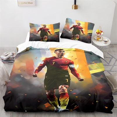 ADTEMP Soccer Bedding Sets, Cute Cartoon Printed Duvet Cover Soft Bedroom Bed Decor Gifts for Boys Girls Teens Kids Children 3 Piece with 1 Duvet Cover and 2 Pillowcase Queen Size