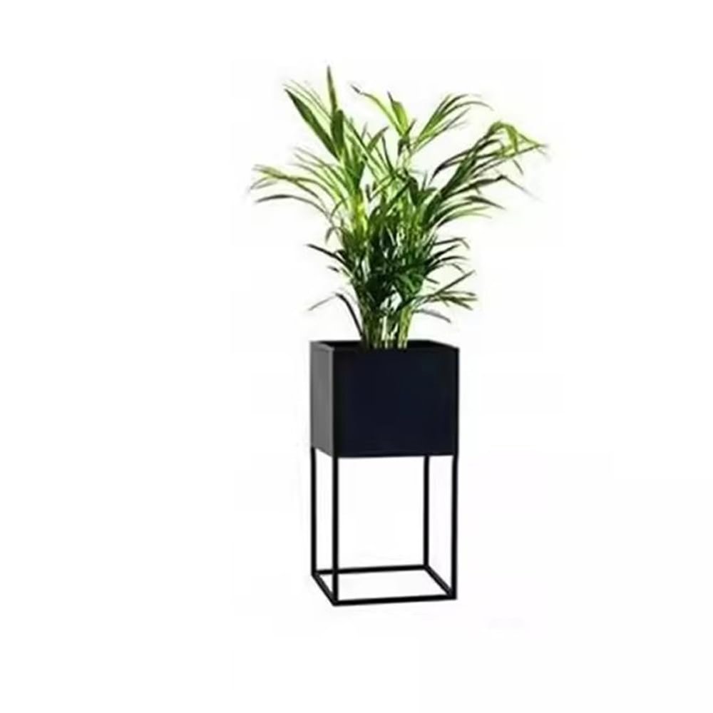 Sions Metal Iron Raised Planter Box with Legs, Rectangular Black Heavy Duty Divided Plant Planter, Modern Commercial Home Suitable for Patio, Deck, Garden,25cm25cm45cm