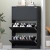 HUANLEGO Shoe Storage Cabinet for Entryway, Black Shoe Cabinet with 3 Flip Drawers Hidden Shoe Storage Modern Shoe Rack Storage Organizer for Entryway,Closet, Living Room,Hallway view 1