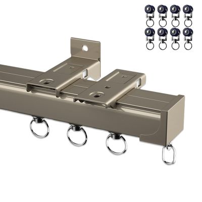 Aluminum Curtain Track, Curtain Tracks Ceiling Wall Mounted Heavy-Duty Curtains Rails, Room Divider Ceiling Mount for Curtains - Privacy Room Divider Rod - Ceiling Curtain Track System (Color : Champ