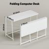 WOHOMO Folding Desk, 47.2" Foldable Computer Desk for Bedroom, Space Saving Computer Table Writing Workstation for Home Office, Easy Assembly, White view 2