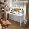 WOHOMO Folding Desk, 47.2" Foldable Computer Desk for Bedroom, Space Saving Computer Table Writing Workstation for Home Office, Easy Assembly, White view 4