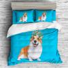 INDREAM Cartoon Corgi Bedding Set Dogs Duvet Cover for Bedroom Decoration,Twin/Full/Queen/King Size Bed Sets 3/4 Pieces (1 Duvet Cover with 2 Pillow Shams or Sheet) (TWIN-3PCS,D) view 2