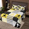 Castle Fairy Karate Bedspread King Size,Japanese Karate Sports Comforter Set for Kids Boys Teens Men Bedroom Decor,Yellow White Black Bedding Set Stars Stripes Plaid Quilt Set,2 Pillowcases view 1
