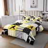 Castle Fairy Karate Bedspread King Size,Japanese Karate Sports Comforter Set for Kids Boys Teens Men Bedroom Decor,Yellow White Black Bedding Set Stars Stripes Plaid Quilt Set,2 Pillowcases view 2