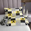 Castle Fairy Karate Bedspread King Size,Japanese Karate Sports Comforter Set for Kids Boys Teens Men Bedroom Decor,Yellow White Black Bedding Set Stars Stripes Plaid Quilt Set,2 Pillowcases view 3