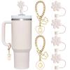 ANLABESY Compatible with Stanley Cup Accessories, 2PCS Butterfly Letter Charms with 4PCS 10mm Stanley Straw Cover Cap for Stanley Cup 30&40 Oz, Silicone Stanley Straw Toppers for Stanley Tumbler(O) view 1