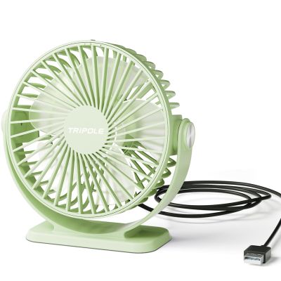 TriPole Small Desk Fan USB Powered Personal Portable Fan, Strong Airflow 3 Speeds Mini Fans 360Rotation 5.1 Inch Quiet Table Fans for Home Office Bedroom Desktop Travel, Green, 4.9ft Cable