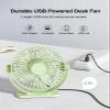 TriPole Small Desk Fan USB Powered Personal Portable Fan, Strong Airflow 3 Speeds Mini Fans 360Rotation 5.1 Inch Quiet Table Fans for Home Office Bedroom Desktop Travel, Green, 4.9ft Cable view 4