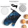 CSGJMYGS 3 pcs Oven Mitts and Pot Holders Set High Heat Resistant Oven Glove and Hot Pads Washable Kitchen Oven Mittens Blue and Black Pattern Non-Slip Potholder for Cooking Baking Grilling view 4