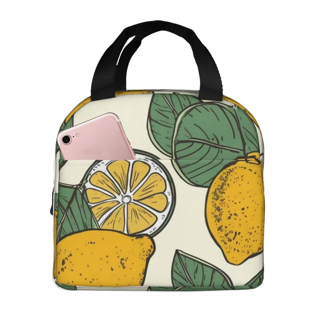 NONHAI Lunch Bag for Women Men Insulated Lunch Box Reusable Lemon Fruit Pattern Lunch Tote Cooler Bag for Office Picnic